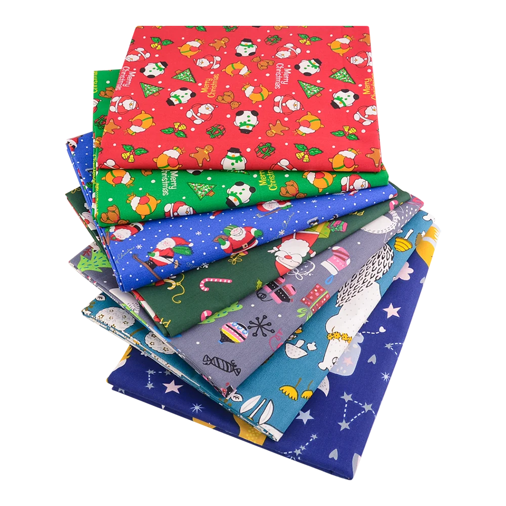 Floral Printed Cotton Fabric Squares – 7 Pieces