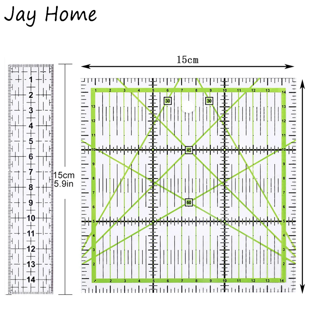 15cm Quilting Patchwork Ruler Fabric Cloth Cutting Ruler Acrylic Sewing Rulers DIY Knitting Crafts Tailor Sewing Accessories