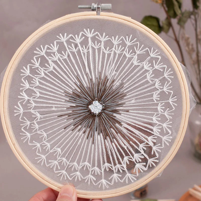 1SET Embroidery Kit Floral Patterns DIY Crafts Cross Stitch Kits With Embroidered Hoop Handmade for Beginner