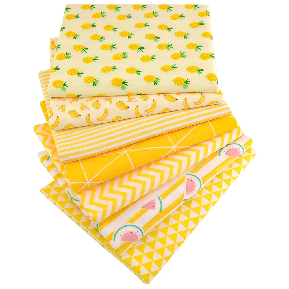 Floral Printed Cotton Fabric Squares – 7 Pieces