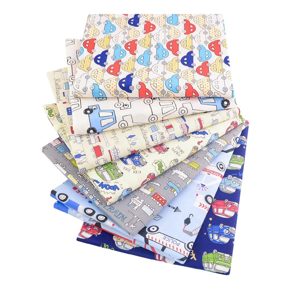 Floral Printed Cotton Fabric Squares – 7 Pieces