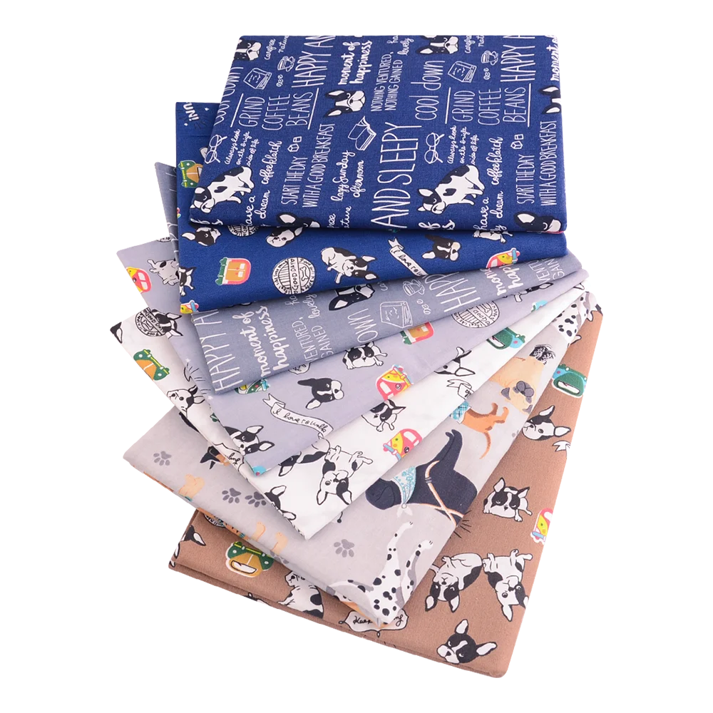 Floral Printed Cotton Fabric Squares – 7 Pieces