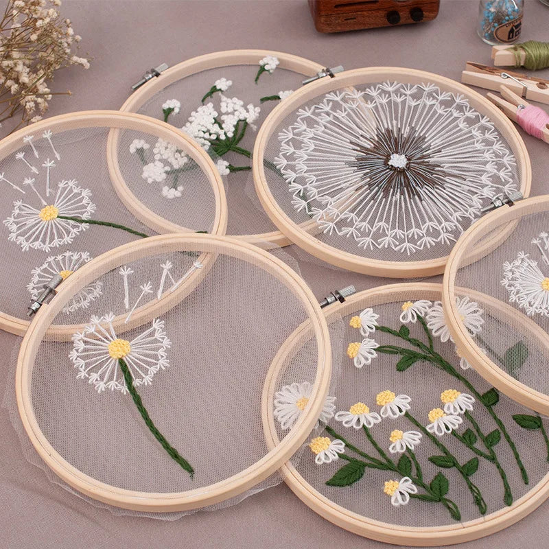 1SET Embroidery Kit Floral Patterns DIY Crafts Cross Stitch Kits With Embroidered Hoop Handmade for Beginner