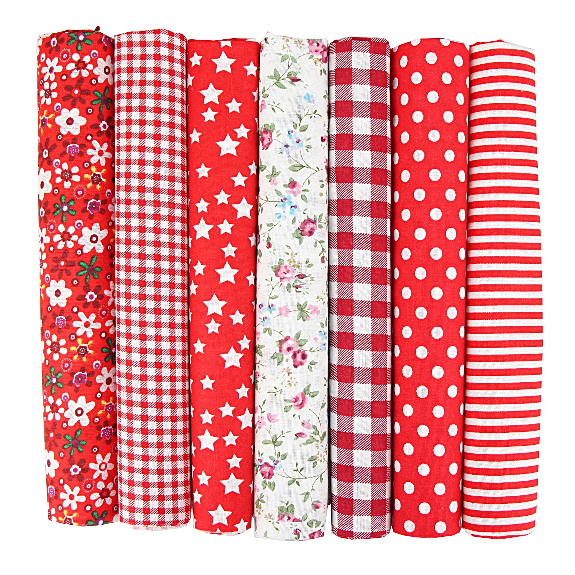 Assorted Cotton Fabric Squares – 7 Pieces