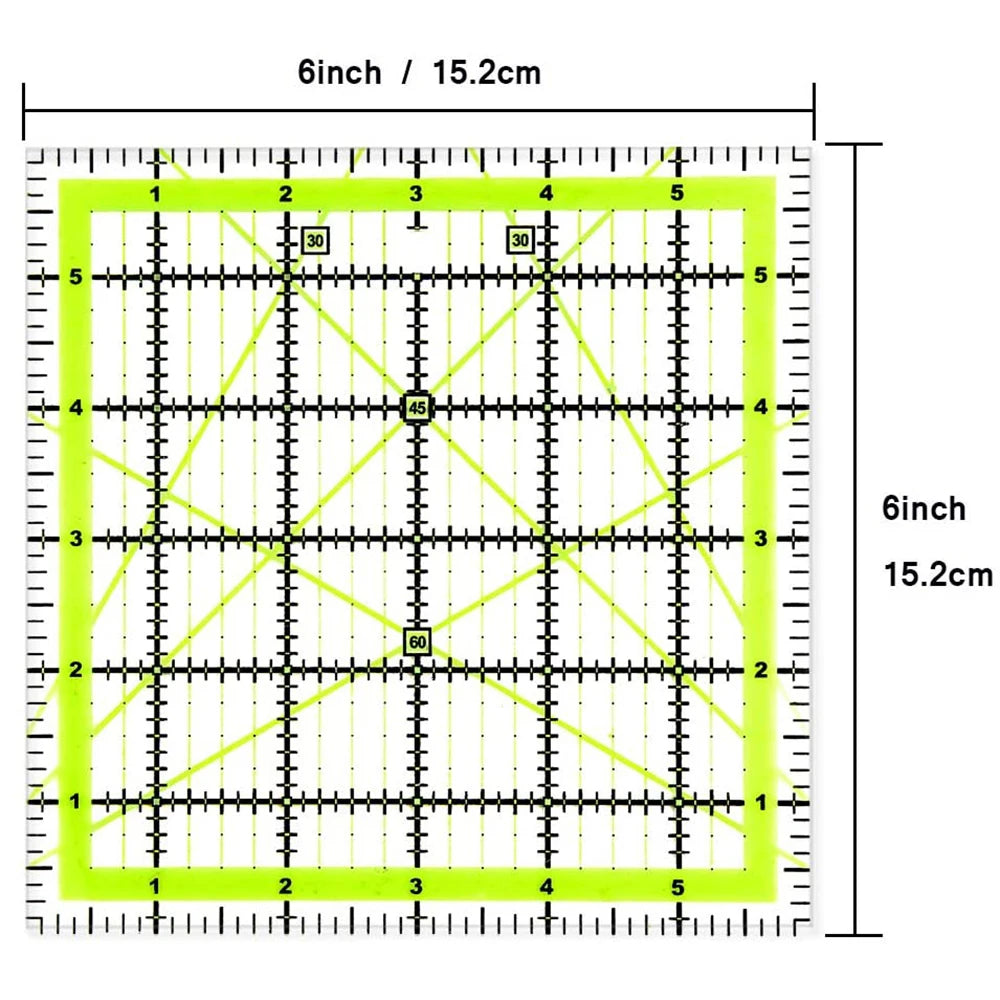 6"X6" Square Quilting Rulers Fabric Leather Cutting Ruler Acrylic Quilters Rulers for Patchwork DIY Crafts Stitching Sewing Rule
