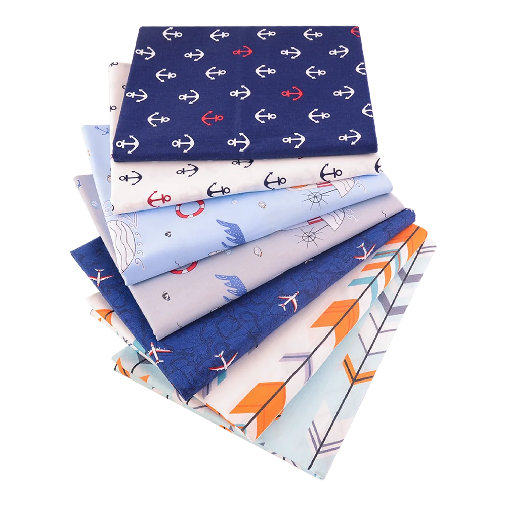 Floral Printed Cotton Fabric Squares – 7 Pieces
