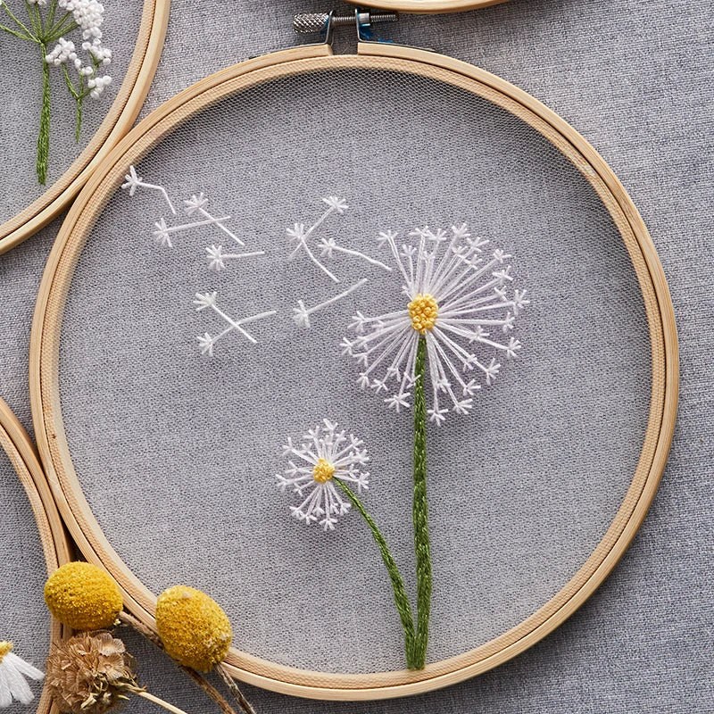 1SET Embroidery Kit Floral Patterns DIY Crafts Cross Stitch Kits With Embroidered Hoop Handmade for Beginner