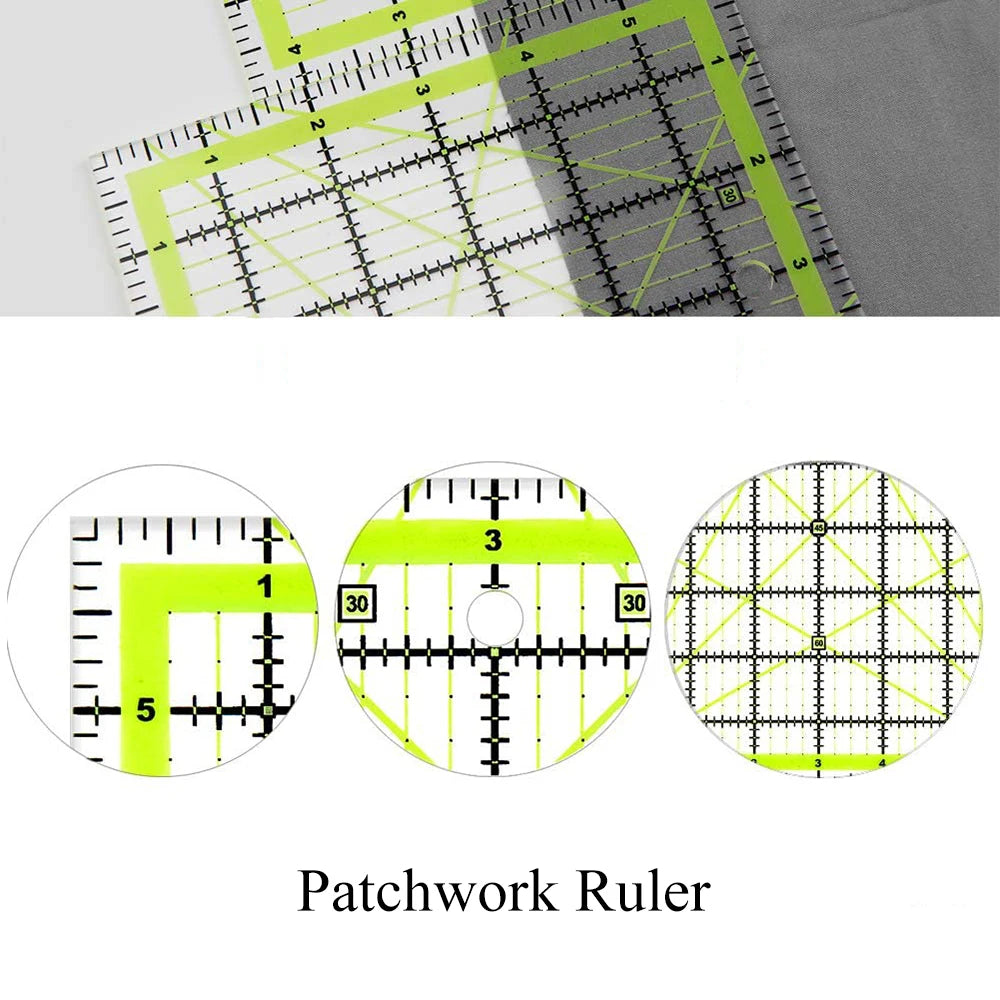 6"X6" Square Quilting Rulers Fabric Leather Cutting Ruler Acrylic Quilters Rulers for Patchwork DIY Crafts Stitching Sewing Rule