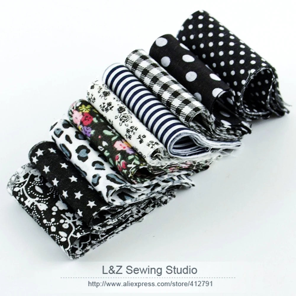 Black & Grey Jelly Roll Fabric Strips – 9pcs Bundle