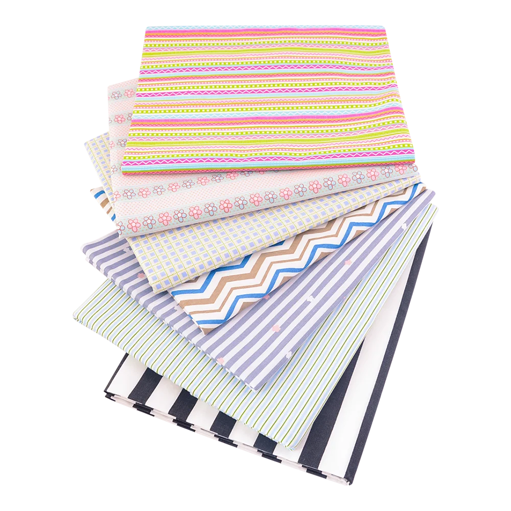 Floral Printed Cotton Fabric Squares – 7 Pieces