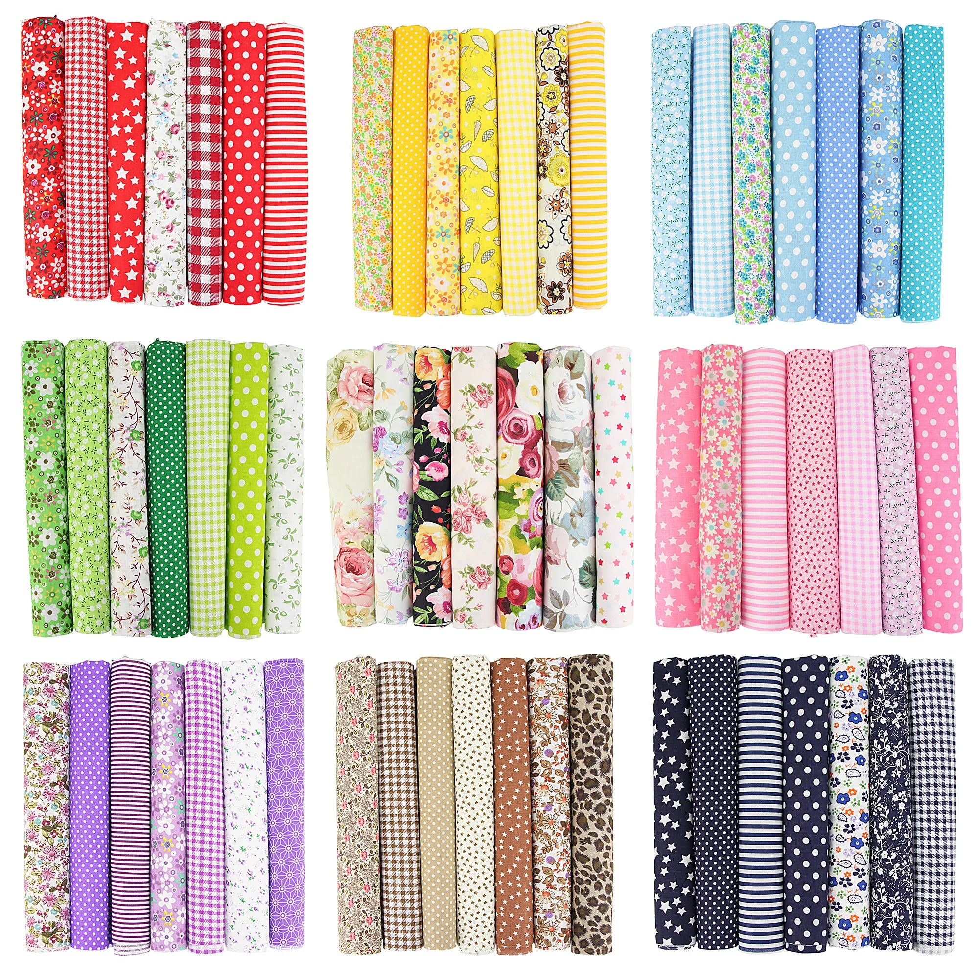 Assorted Cotton Fabric Squares – 7 Pieces
