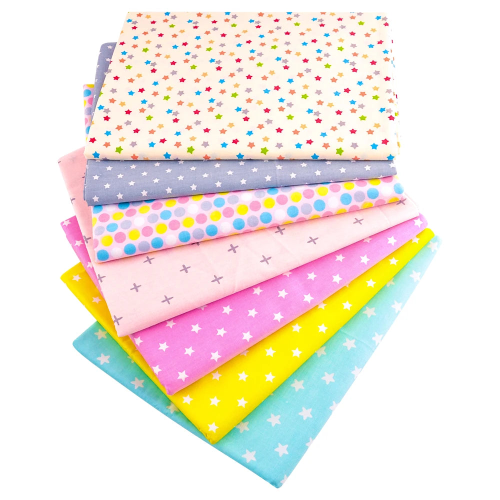 Floral Printed Cotton Fabric Squares – 7 Pieces