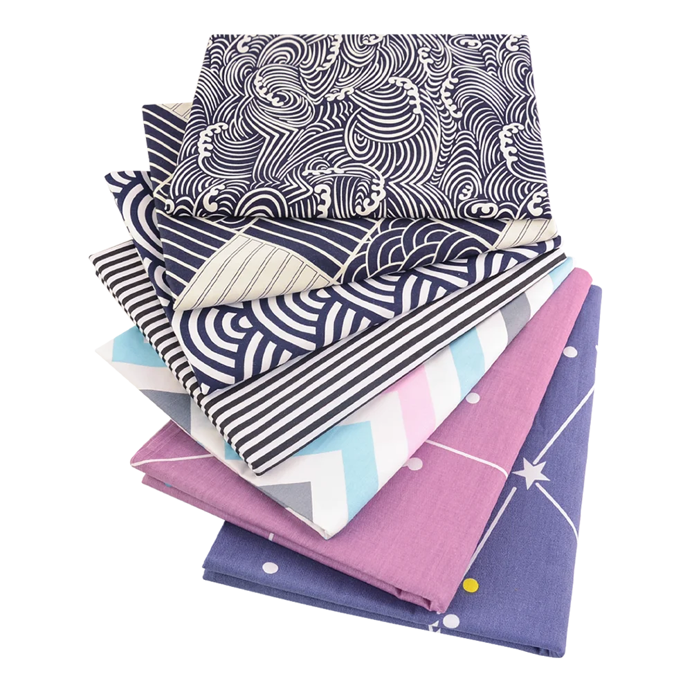 Floral Printed Cotton Fabric Squares – 7 Pieces