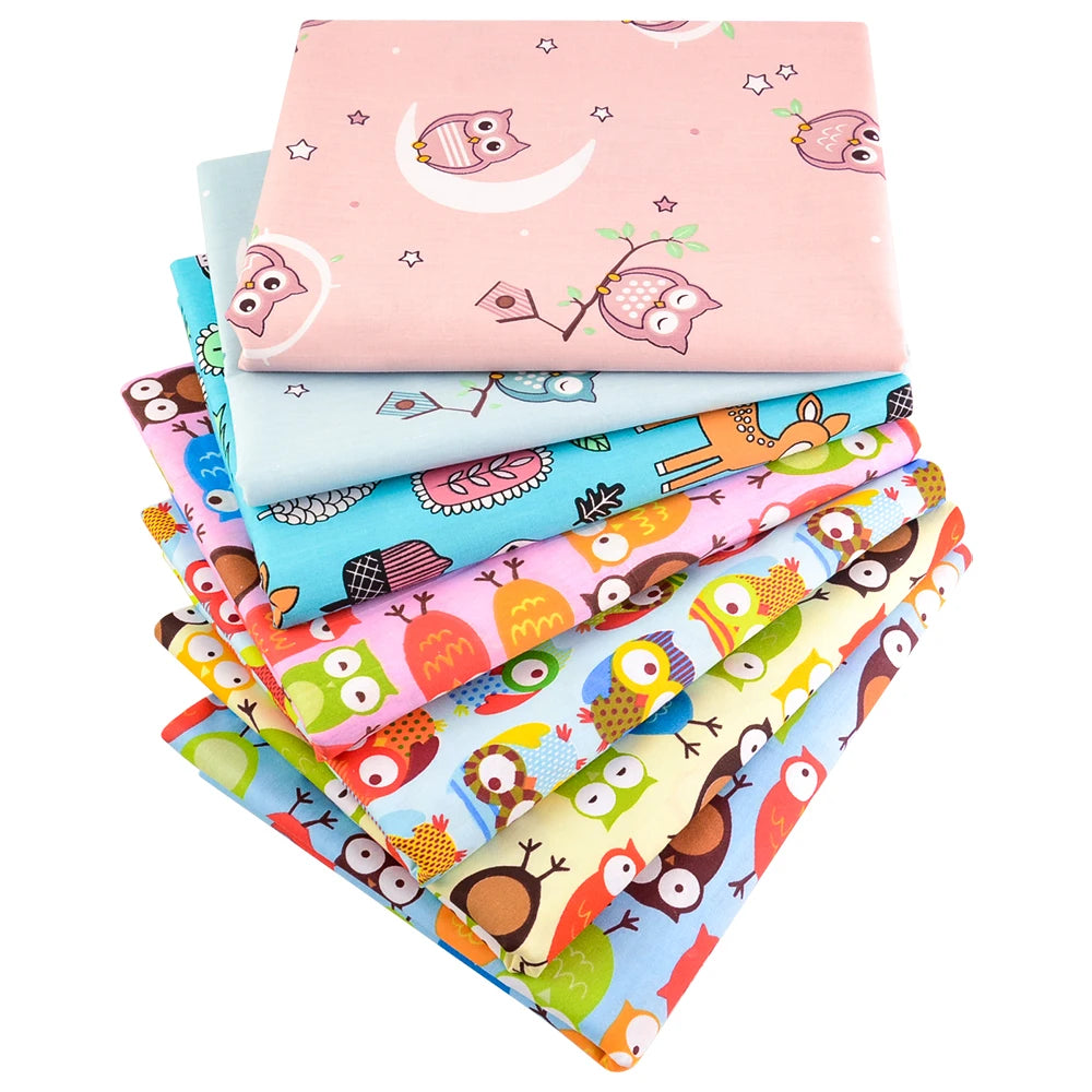 Floral Printed Cotton Fabric Squares – 7 Pieces