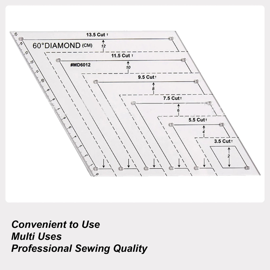 Quilting Templates For Cutting Patterns 60 Degree Sewing Cutting Craft Ruler Transparent Tool Supplies For Projects Enhancing