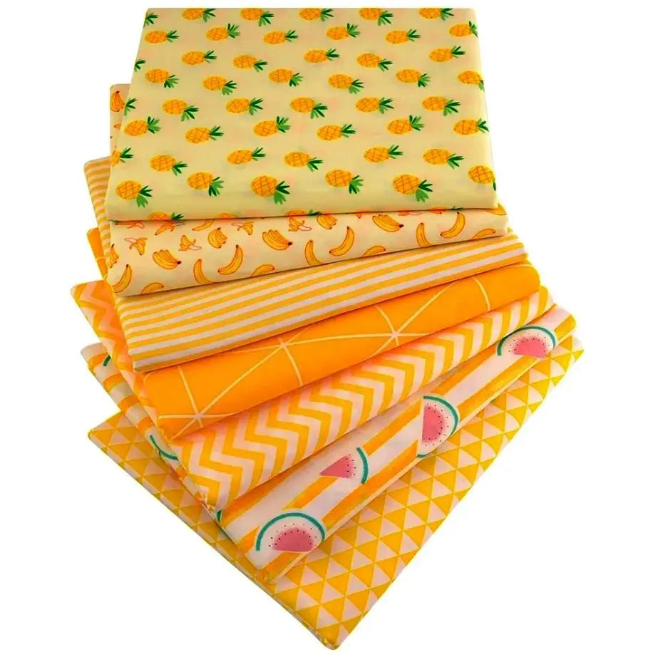 Floral Printed Cotton Fabric Squares – 7 Pieces
