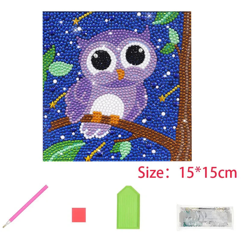 DIY Diamond Art Dots Painting Kits for Kids Animal Art Crafts Kids Girls Boys 5D Diamond Gem Paint by Number Birthday Gifts Toys