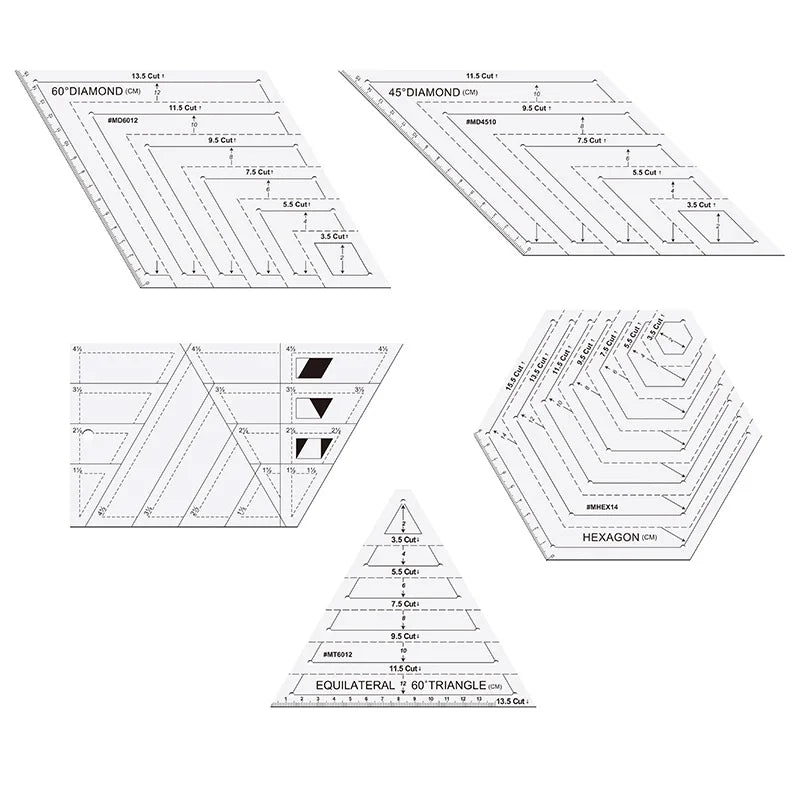 Quilting ruler Sewing template patchwork tool Fabric cutting ruler Hand sewing drawing tool