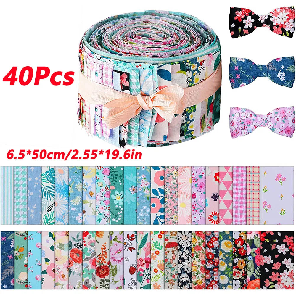 Quilting Jelly Roll Fabric Strips – 40 Pieces