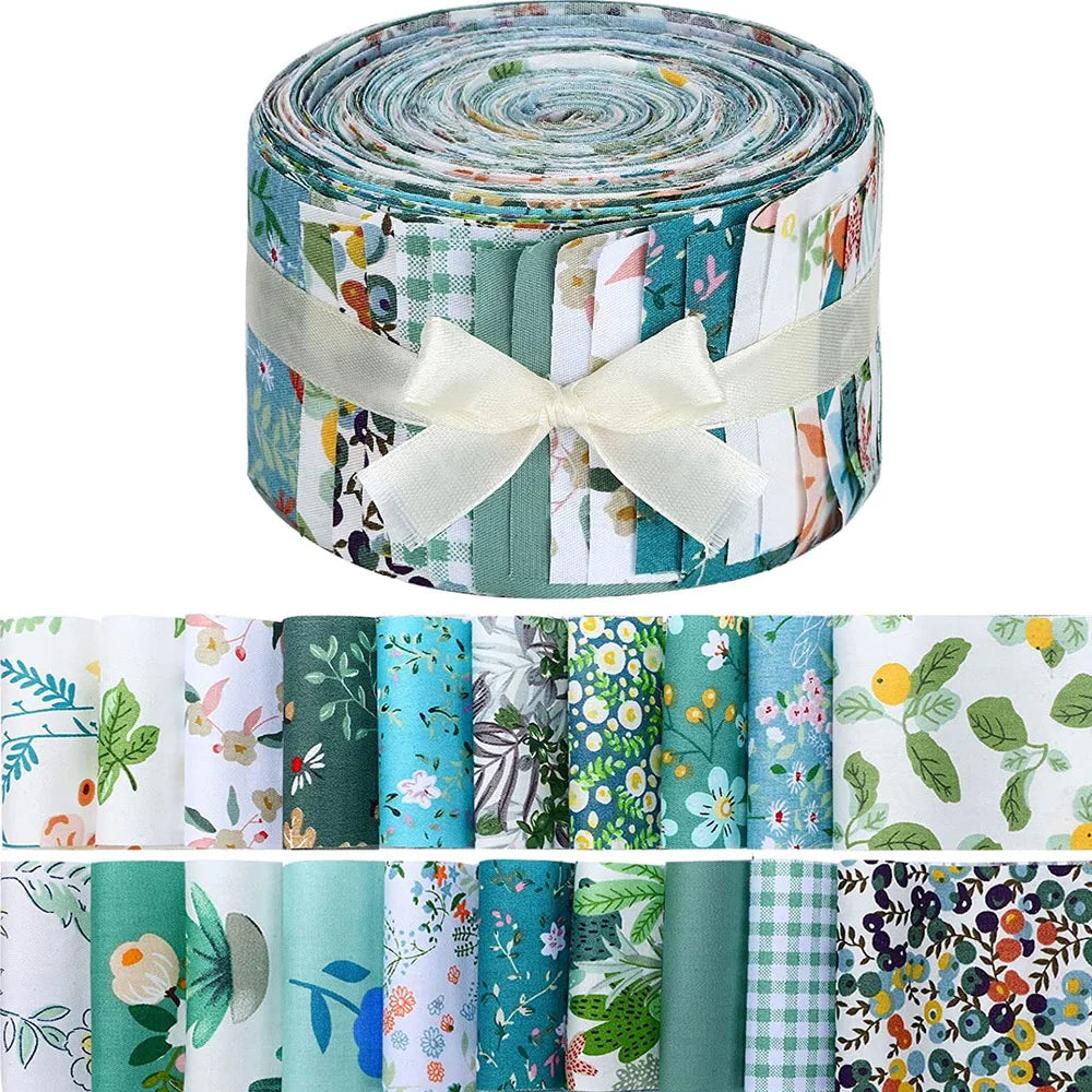 40Pcs Floral Cotton Fabric Patchwork Roll Fabric Roll up Fabric Strips For Quilting Sewing DIY & Quilt Beginners 6.5 X 25cm