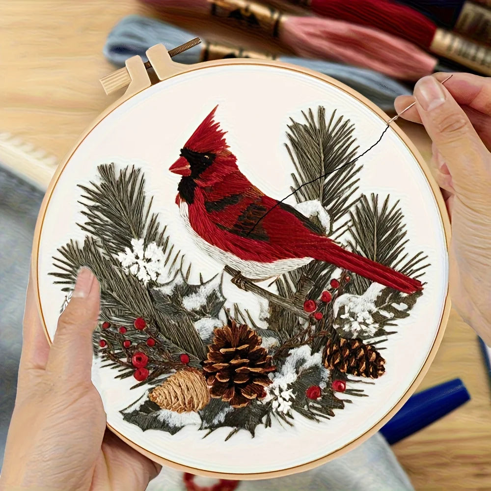 Christmas Reindeer & Magpie Embroidery Kit