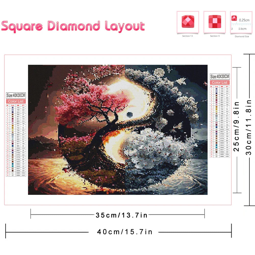 DIY Diamond Painting – Yin Yang Landscape Tree