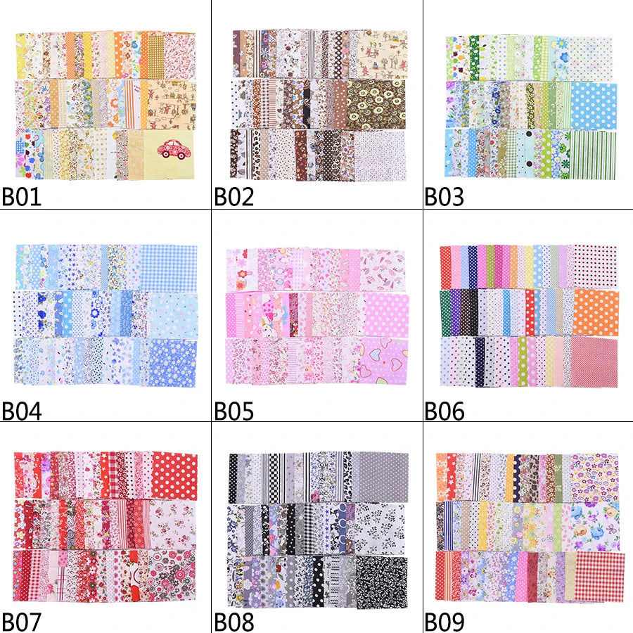 Assorted Floral Printed Cotton Fabric Squares