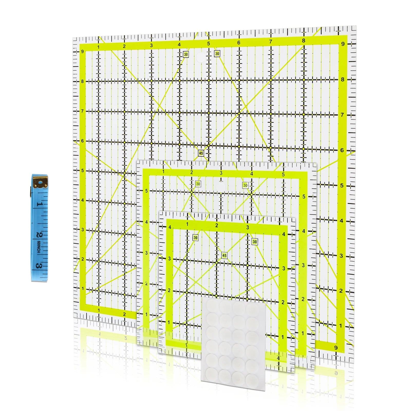 3/5pcs Acrylic Quilting Rulers Square Quilting Rulers Fabric Ruler and Guides with Anti-Slip Grips for Fabric Sewing