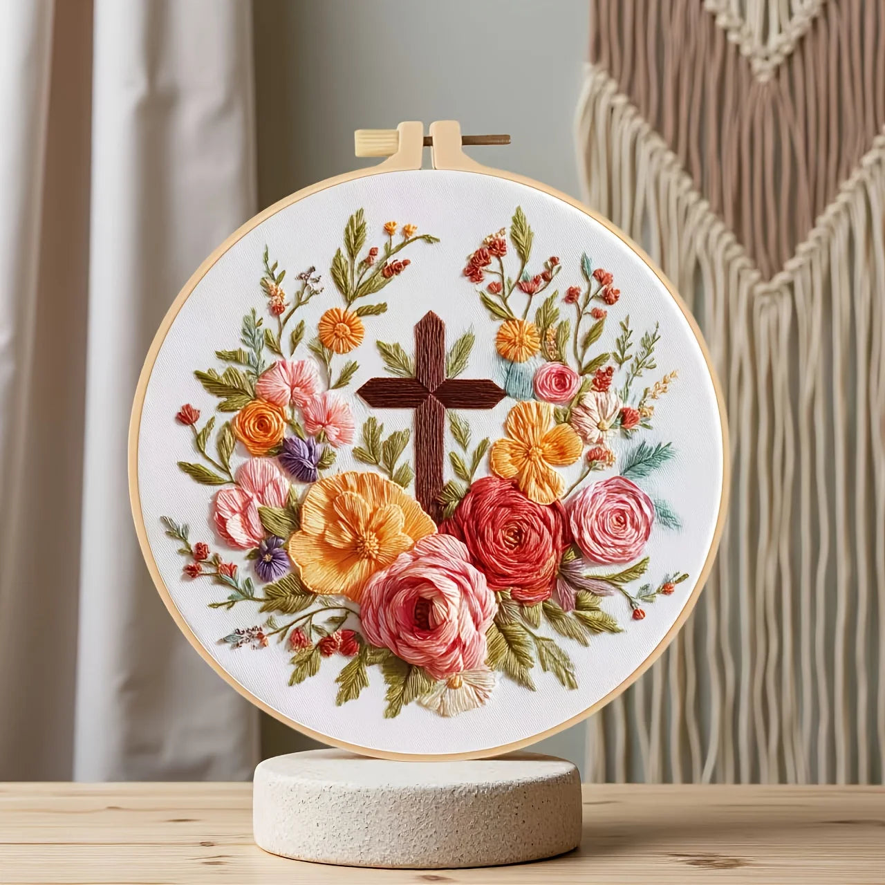 Christmas Embroidery Kit – Jesus, Cross & Magpie Design