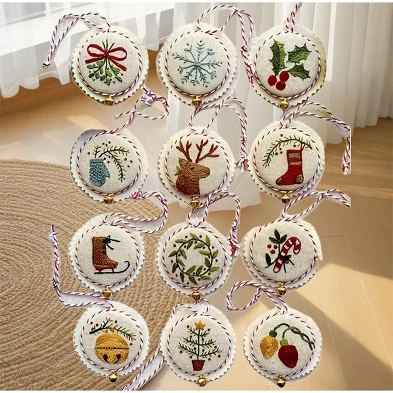 Christmas Embroidery Hand Ornaments Kit Christmas Ornaments Decor Fabric Sewing Embroidery Kits For Beginners