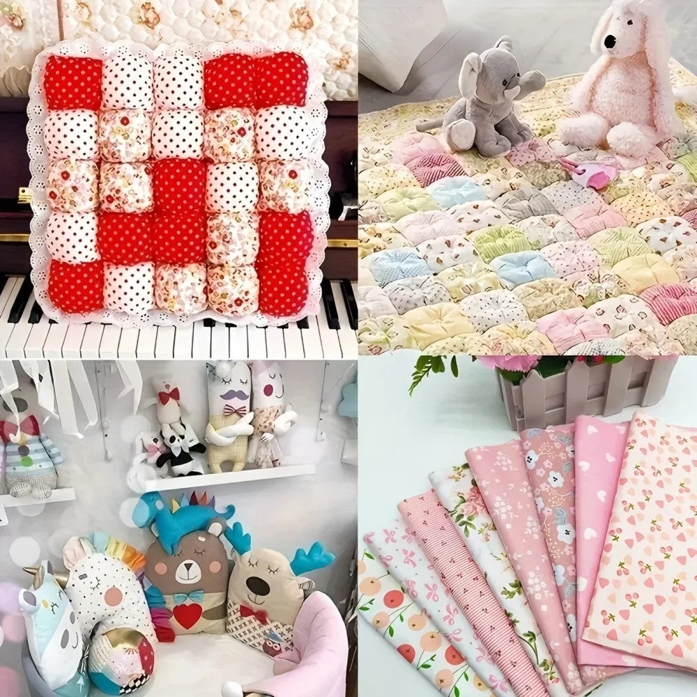 (25cm*20cm)8pcs Pink Floral Cotton Fabric Bundle; PreCut Fabric; Sewing Supplies For Patchwork Sewing And DIY Clothing Crafts