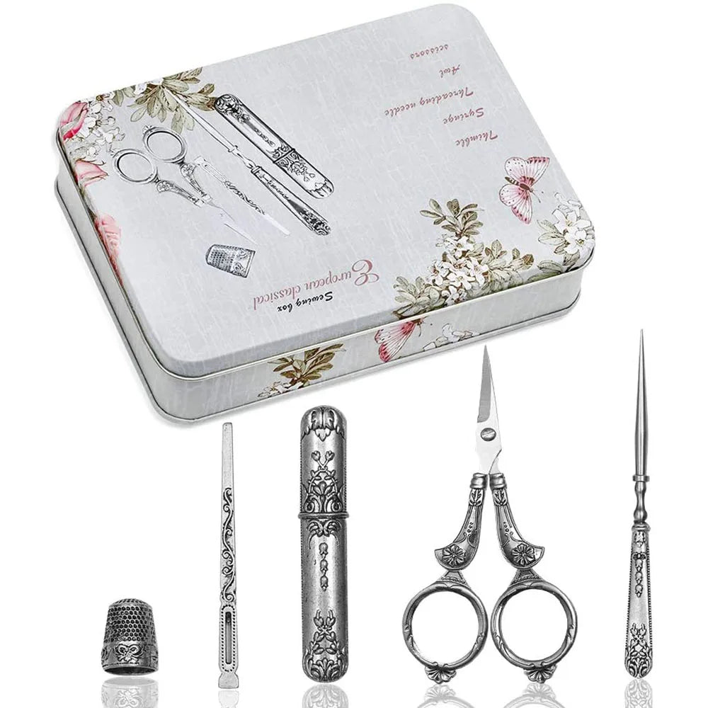 Embroidery Scissors Kit European Antique Vintage Sewing Kit Vintage Sewing Tools with Embroidery Scissors for Sewing Needlework