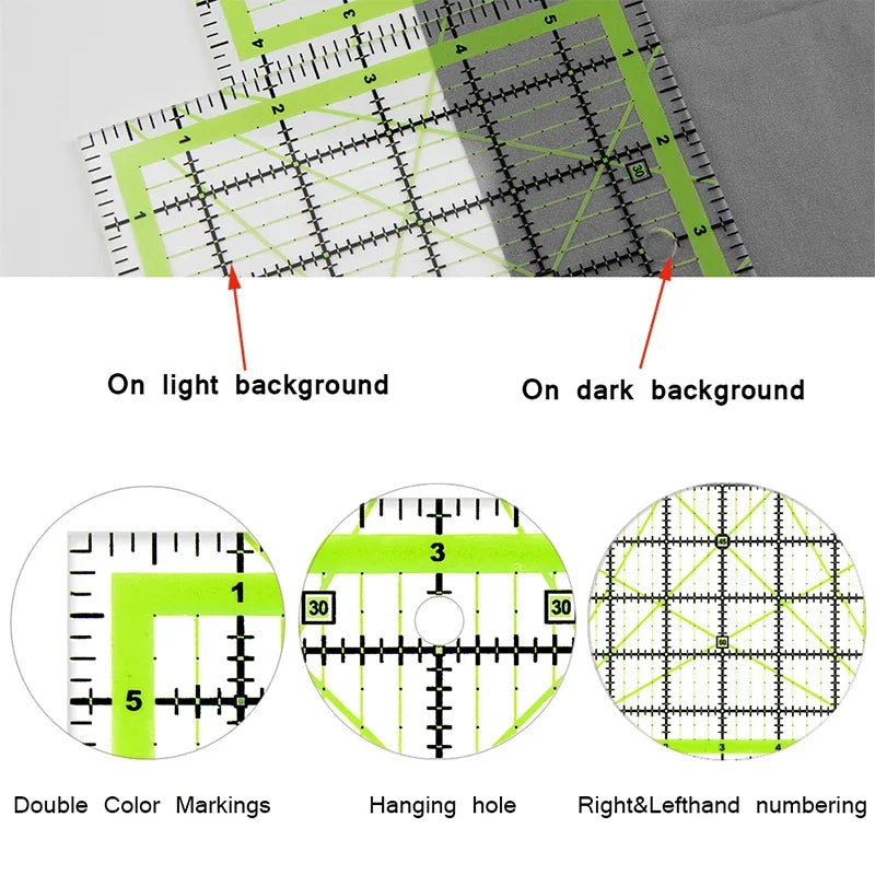 TLKKUE Acrylic Sewing Ruler For Patchwork Square Fabric Cloth Ruler For Dressmaker DIY Sewing Quilting Yardstick Cutting Tools