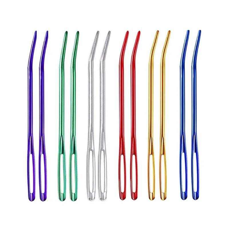 Large Eye Sewing Needle Set with Curved Tip