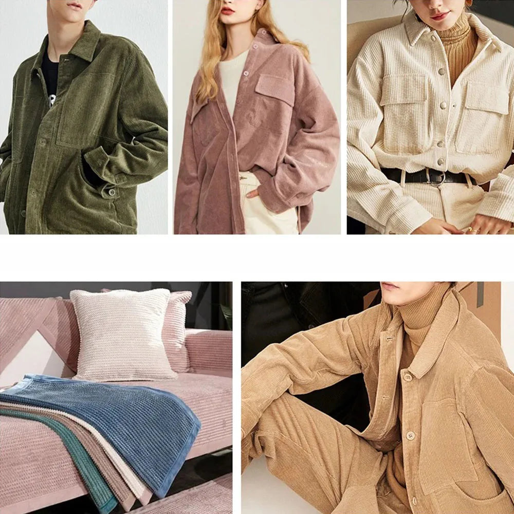 50*150cm Corduroy Fabric Solid Color Stripe for Sewing Apparel Overcoat Skirt Pillow Bed Sheet Cover Clothes Lining Home Textile