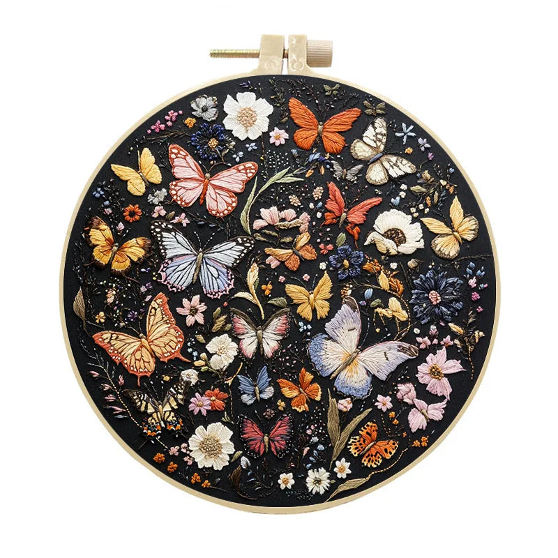 Embroidery Starter Kit with Plant & Butterfly Patterns