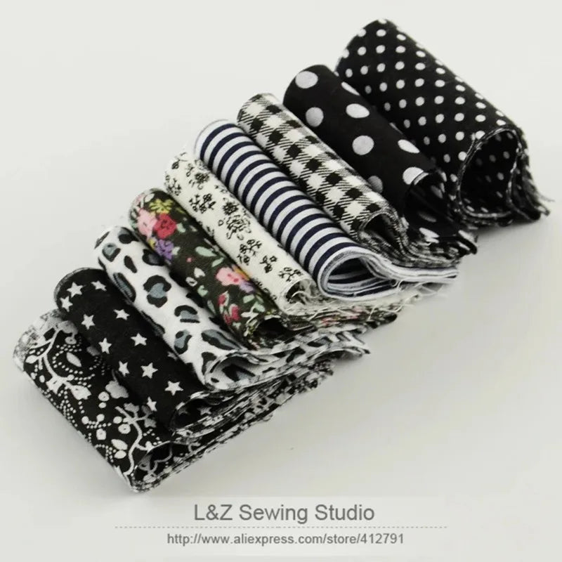Black & Grey Jelly Roll Fabric Strips – 9pcs Bundle
