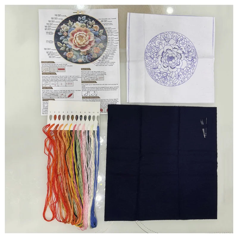 Embroidery Starter Kit with Plant & Butterfly Patterns