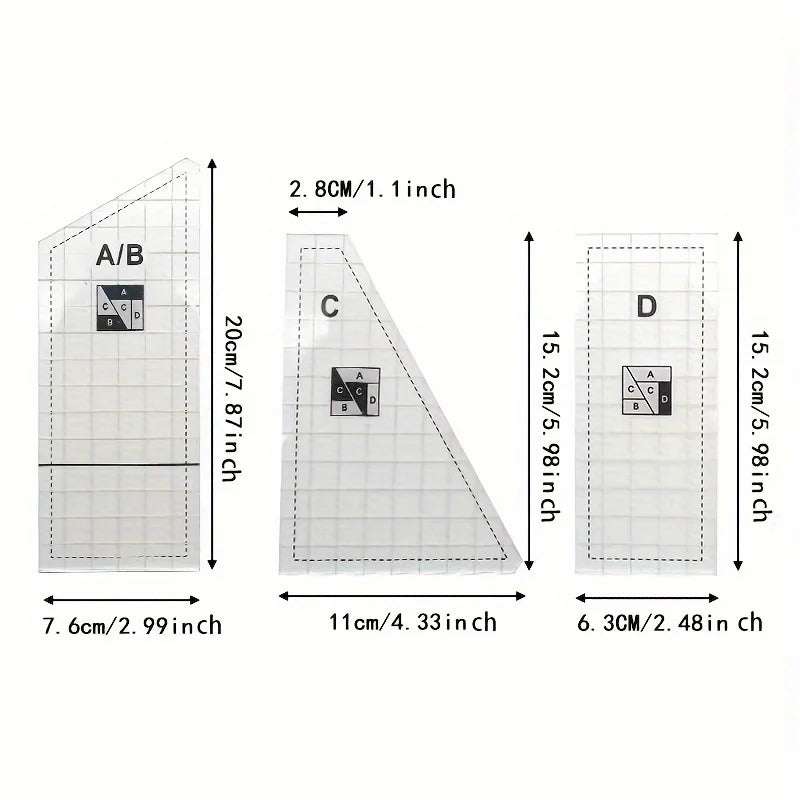 3/4/5pcs Quilting Rulers And Templates, Creative Quilting Cutting Template Quilt Templates Acrylic For Cutting Patterns, Quilt R