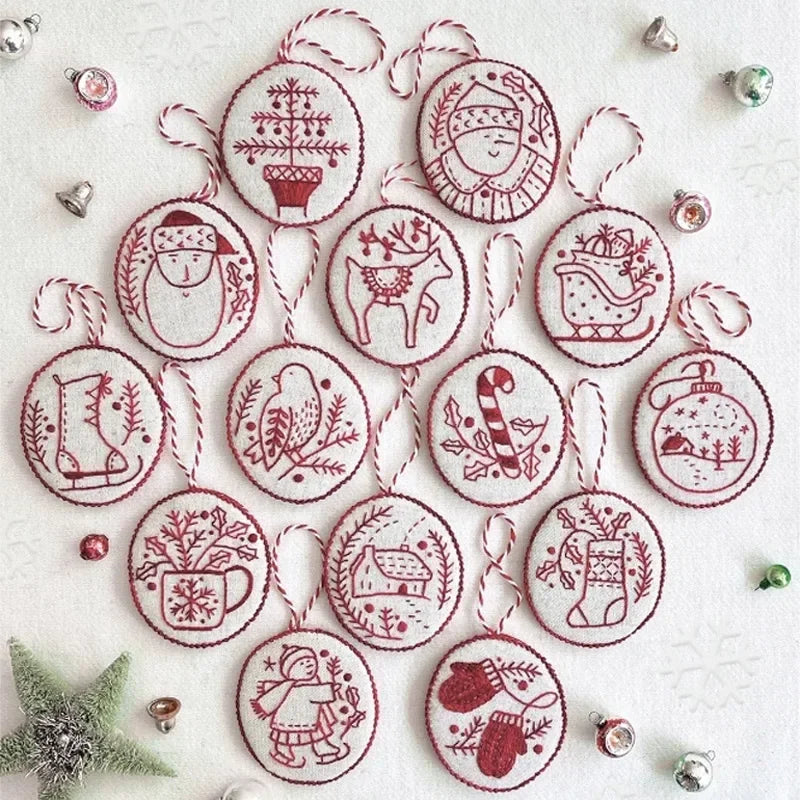 Christmas Embroidery Hand Ornaments Kit Christmas Ornaments Decor Fabric Sewing Embroidery Kits For Beginners