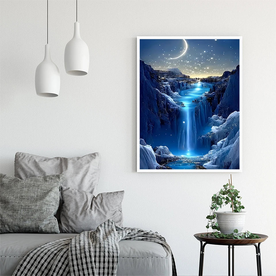 EverShine Moon Diamond Painting Seaside Craft Kit Mosaic Scenery Diamond Art Round Drill Embroidery Waterfall DIY Handmade Gift