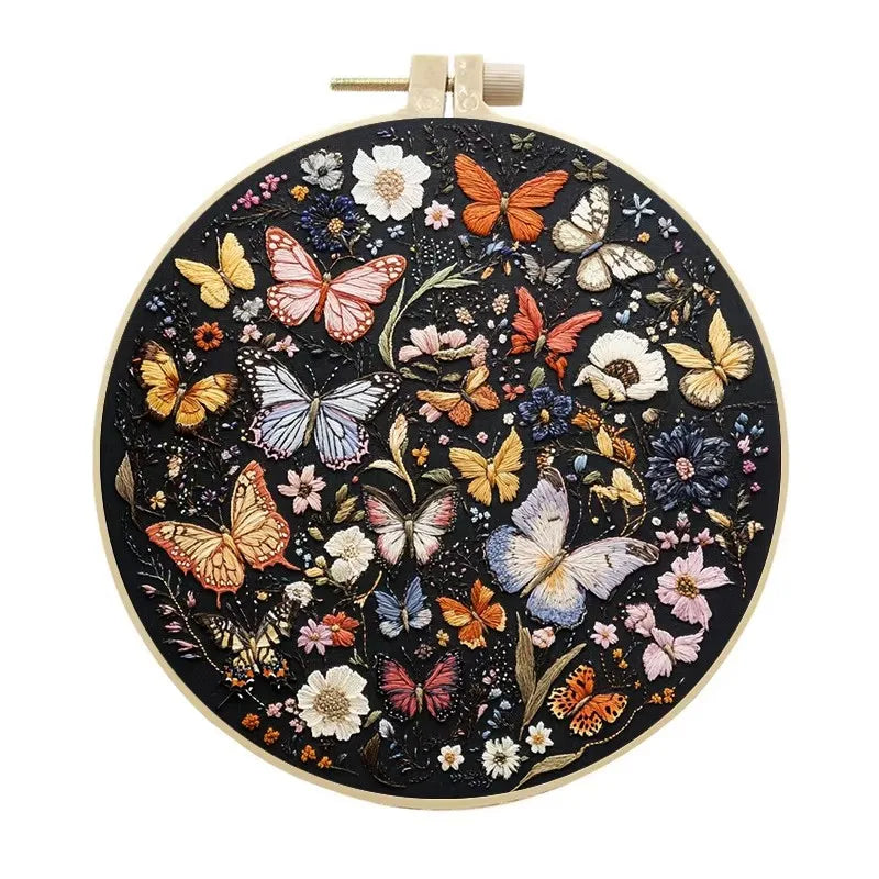 Embroidery Starter Kit with Plant & Butterfly Patterns