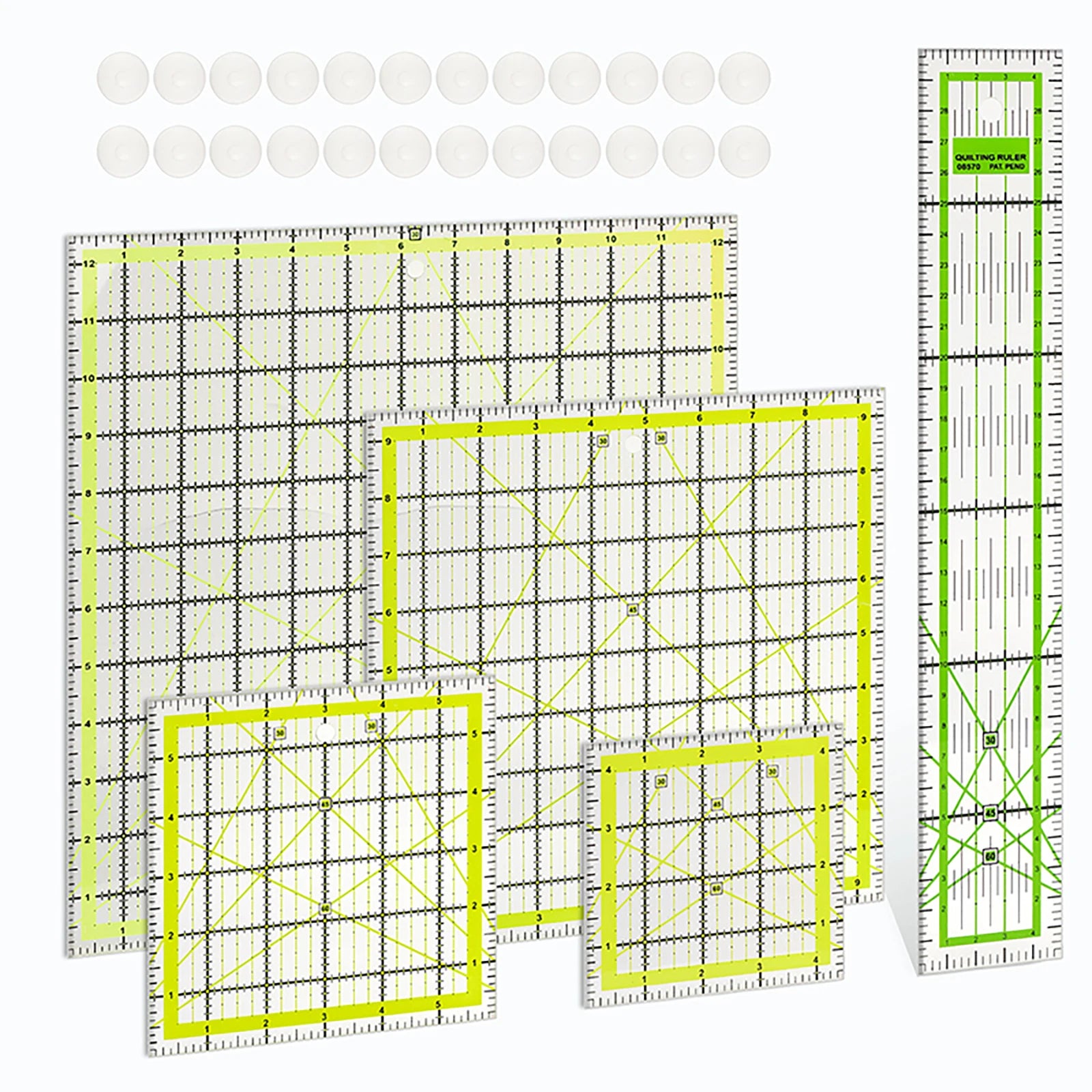 3/5pcs Acrylic Quilting Rulers Square Quilting Rulers Fabric Ruler and Guides with Anti-Slip Grips for Fabric Sewing