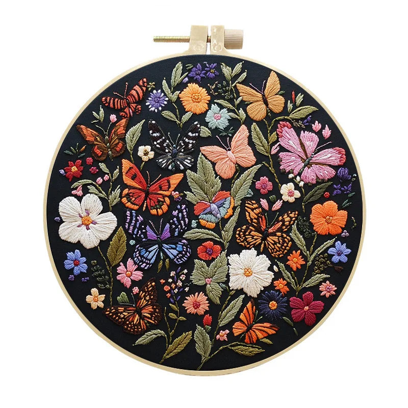 Embroidery Starter Kit with Plant & Butterfly Patterns