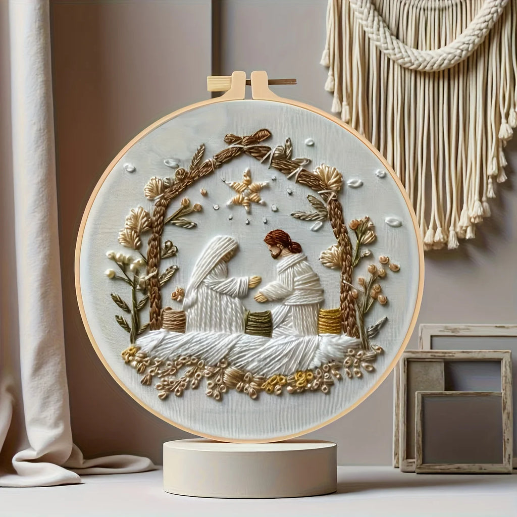 Christmas Embroidery Kit – Jesus, Cross & Magpie Design