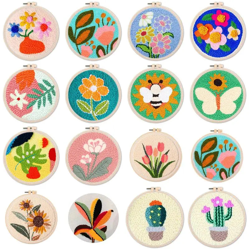 DIY Punch Needle Embroidery Kit – Floral Pattern