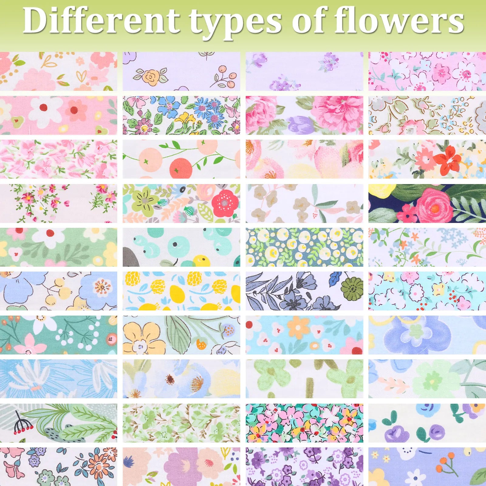80Pcs Cotton Quilting Fabric 40 Types Floral Printed Sewing Fabric Colorful Pre Cut Strips DIY Handicrafts Patchwork Needlework