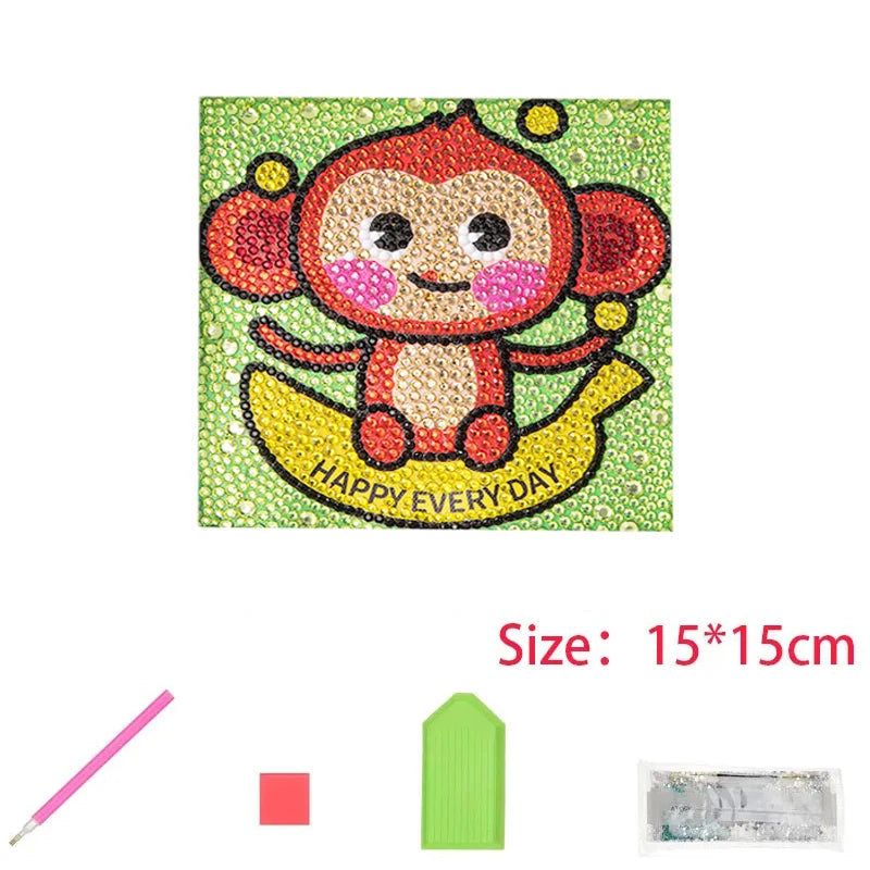 DIY Diamond Art Dots Painting Kits for Kids Animal Art Crafts Kids Girls Boys 5D Diamond Gem Paint by Number Birthday Gifts Toys