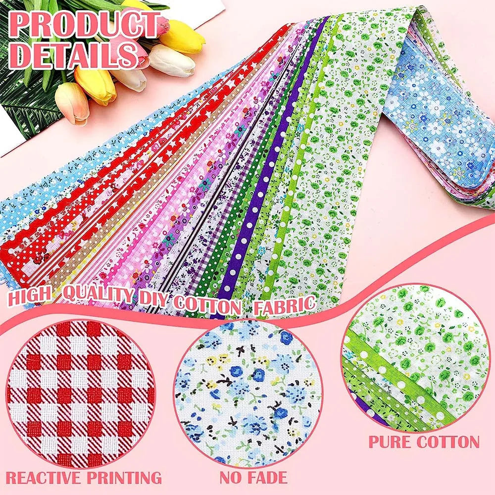 40Pcs Floral Cotton Fabric Patchwork Roll Fabric Roll up Fabric Strips For Quilting Sewing DIY & Quilt Beginners 6.5 X 25cm