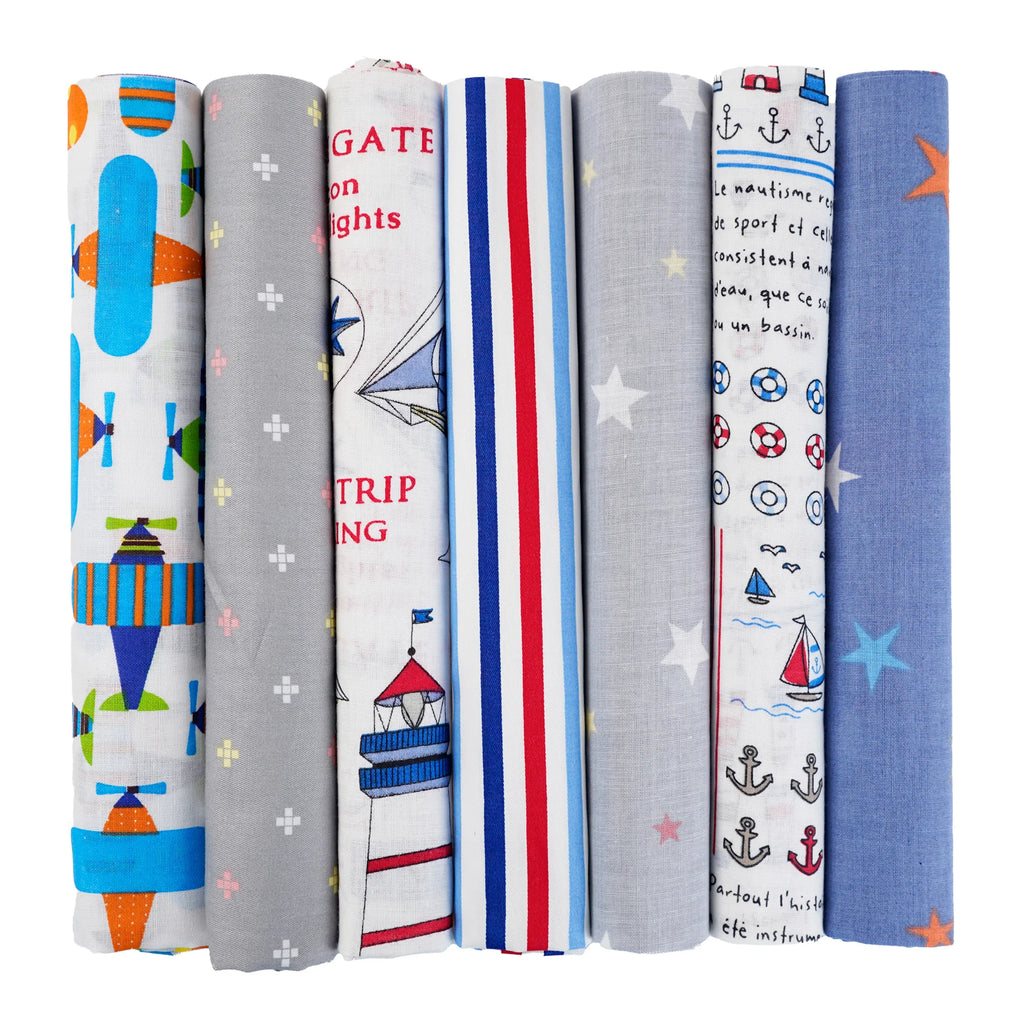 Assorted Cotton Fabric Squares – 7 Pieces